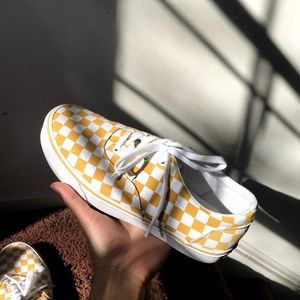 yellow checker board vans